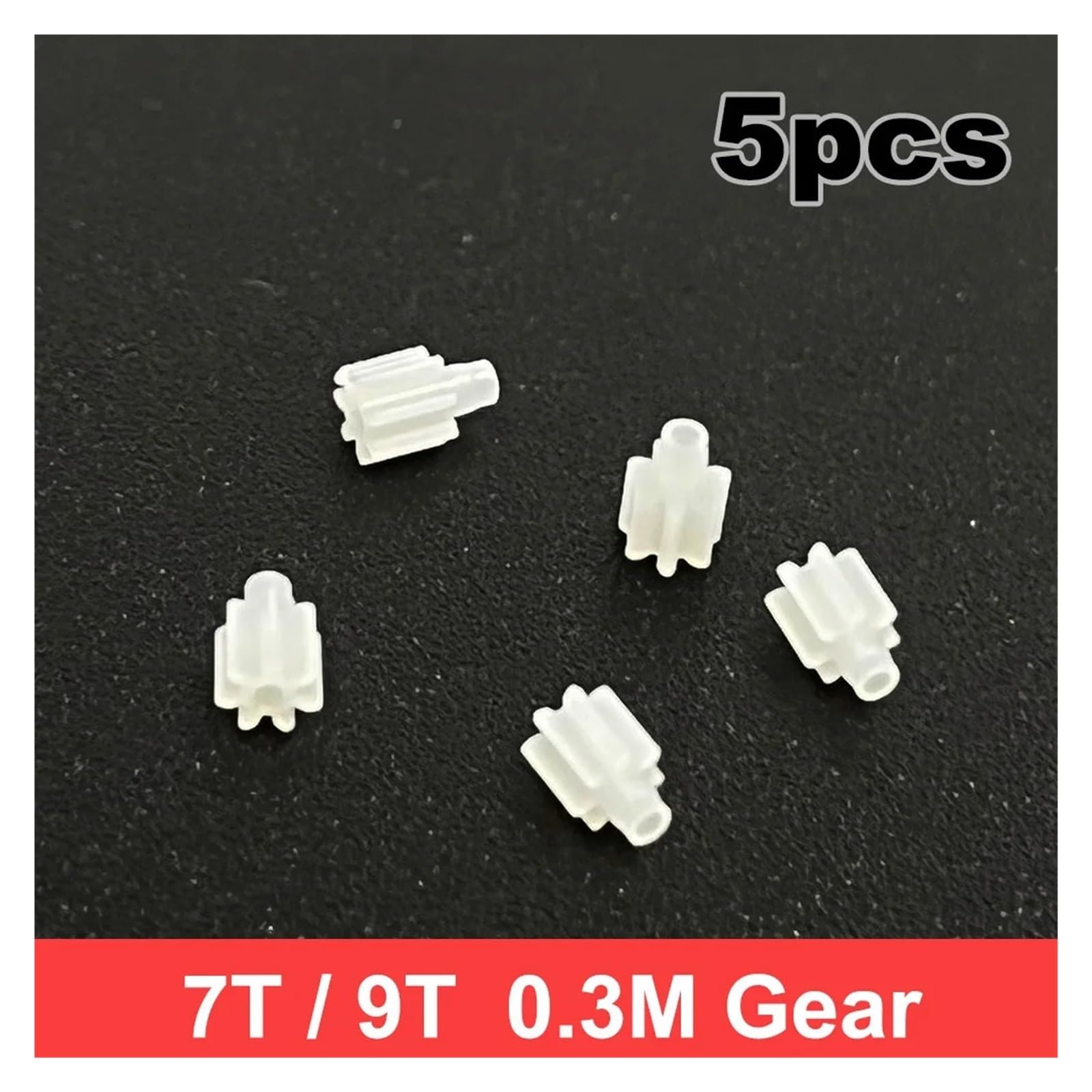 Engrenage en plastique de 0.3M, dents 7/9T, arbre de 0.8mm/1mm, micro tasse creuse, pignon de transmission de moteur, 5 paquets(7 Teeth 0.8mm)