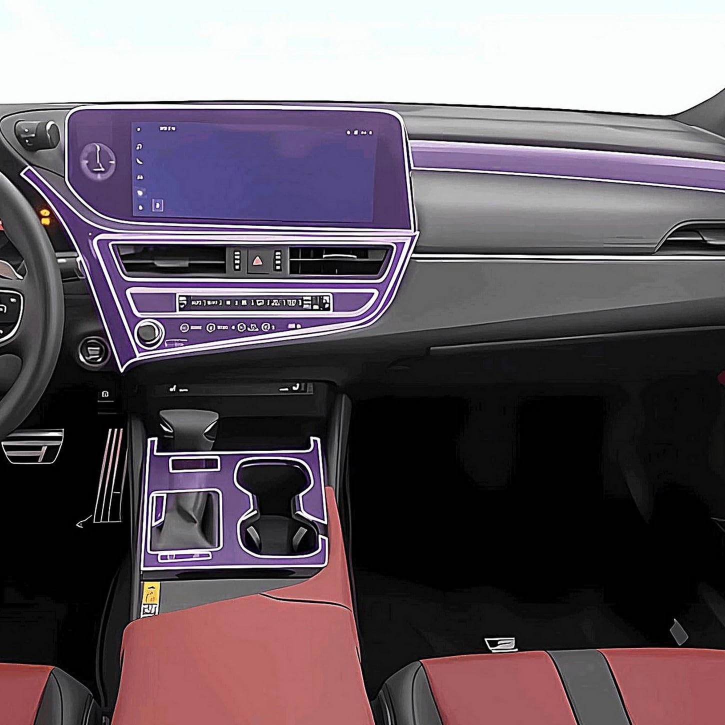 Protector transparente de TPU premium para consola central Lexus ES 2021-2023 RHD 1