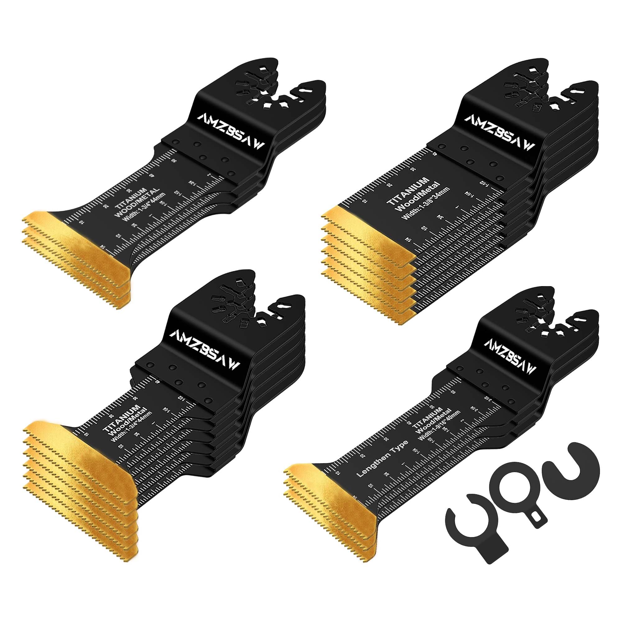 18 PCS Titanium Oscillating Tool Blade Metal Cutting, 4 Types Professional Oscillating Saw Blades for Metal Nails and Wood Plastic, Multi Tool Blades Kits Fit Bosch Dewalt Ryobi Milwaukee
