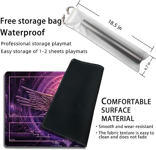 Miniatura 82 de Tapete de juego para MTG, con bolsas de almacenamiento gratis, tapete de juego de 24 x 14 pulgadas, TCG y tapete de juego de mesa para tarjetas