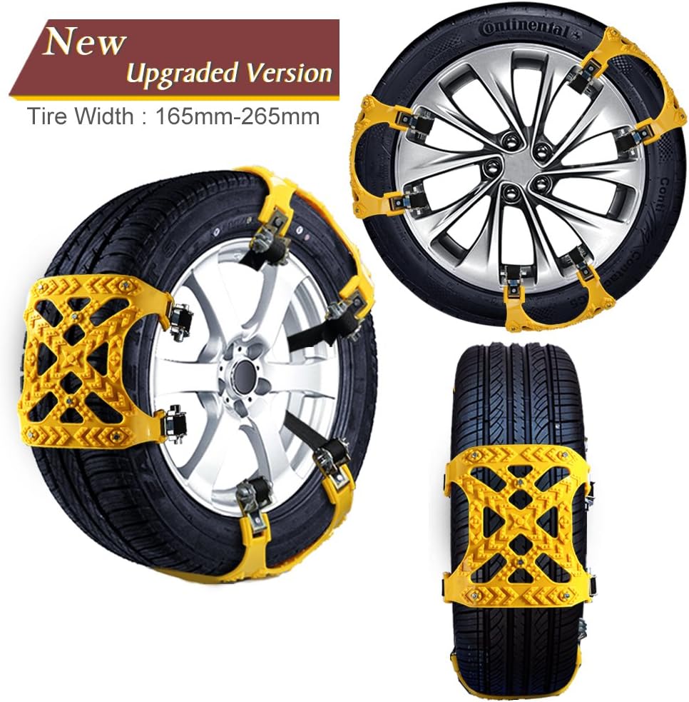 Jaaytct 【New Upgraded Version 】 Snow Chains Emergency Tire Chains Car Anti Slip Tire Chains Security Chains Cables Anti-Skid Chains for Most Car/Truck/SUV