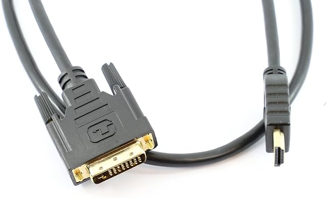 rhinocables HDMI to DVI-D 24+1 Pin, High Speed HDMI Cable with Gold DVI Adapter, HDMI Lead Extension Cable For PC, LCD, HDTV, DVD & Bluray - Home Cinema, TV & Video Accessories (1m)