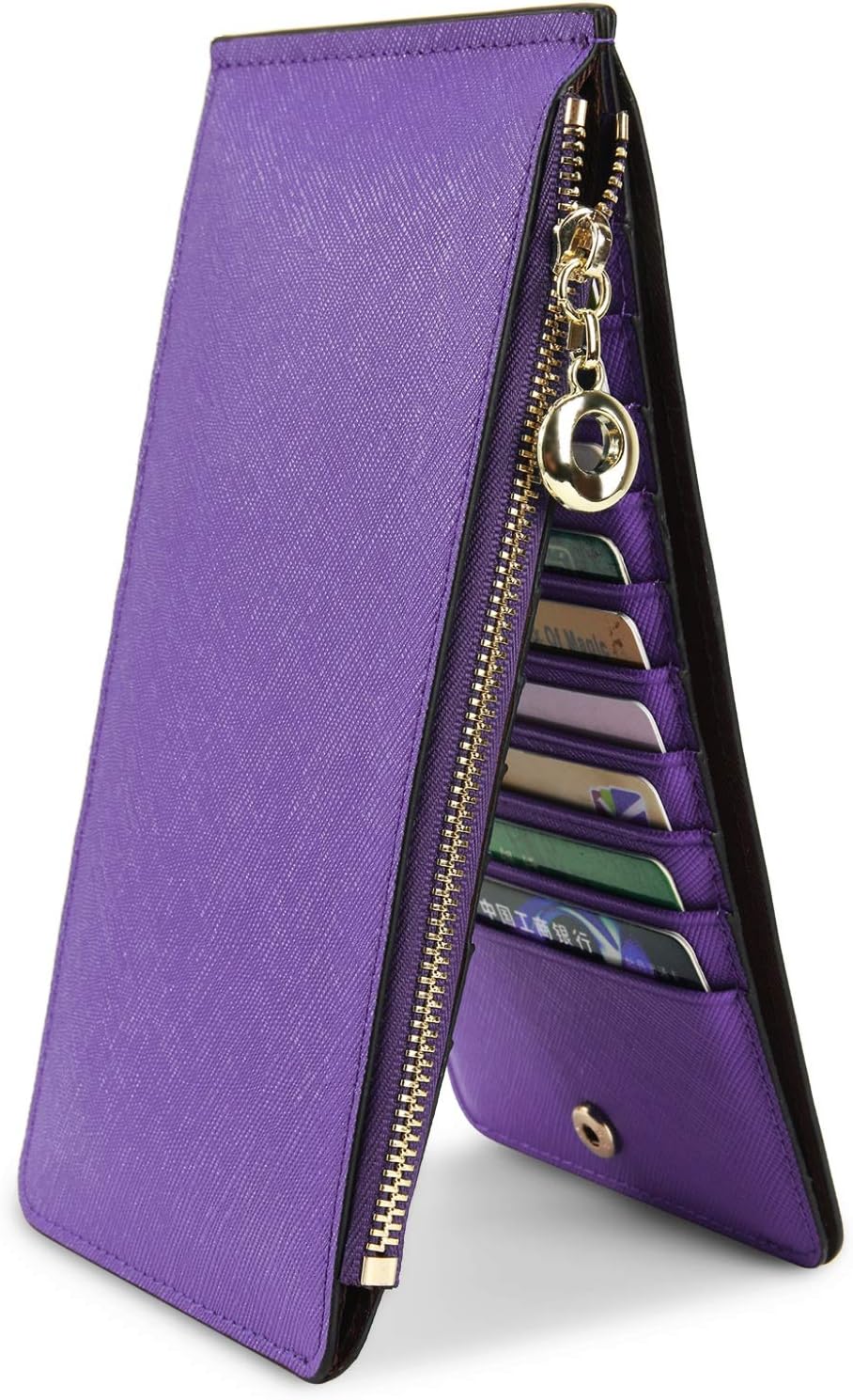 Women's RFID Blocking Genuine Leather Wallets Cell Phone Pocket Card Holder Organizer Coin Purse with Zipper Pocket