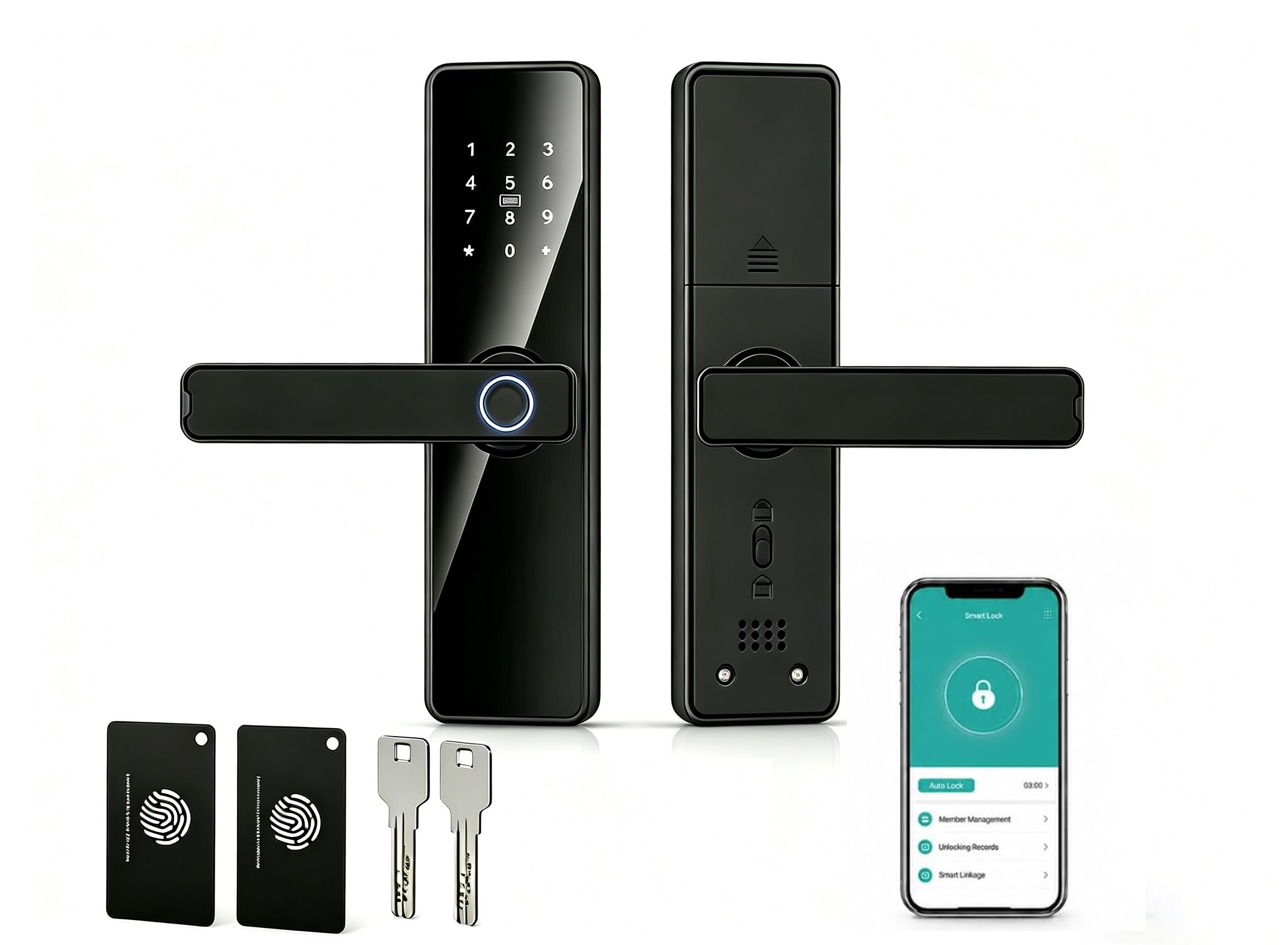 Smart Door Lock, Keyboard Lock with Handle, Fingerpr,Tuya APP