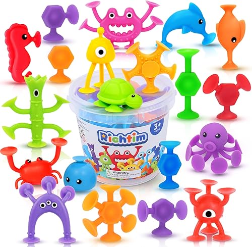 Juguetes de viaje para niños 32 piezas de juguetes de baño con succión para niños pequeños, juguetes de baño sin moho, juguetes de viaje para niños,