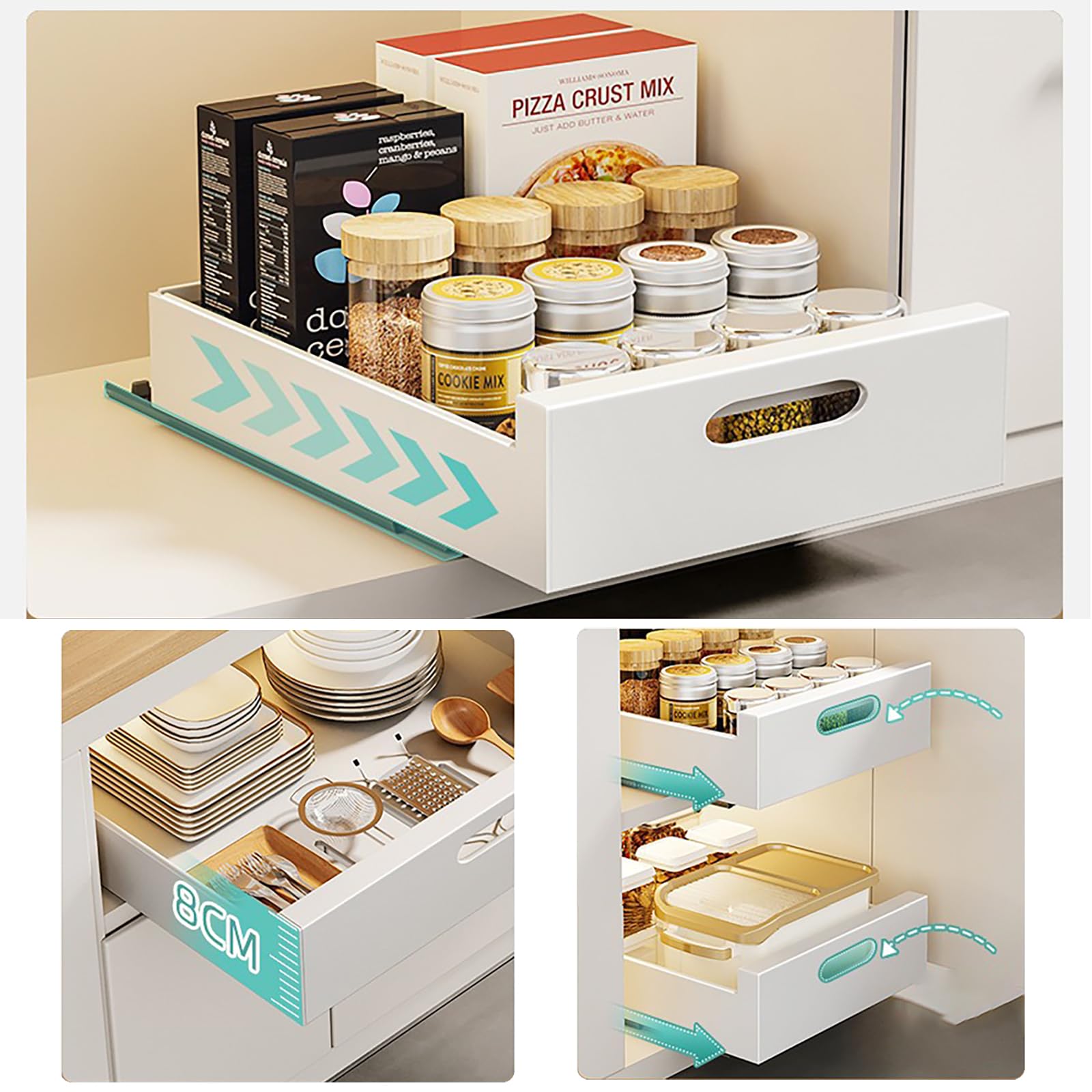 YunNasi Onderkast organizer, uittrekbaar, 2 niveaus, spoelkastorganizer