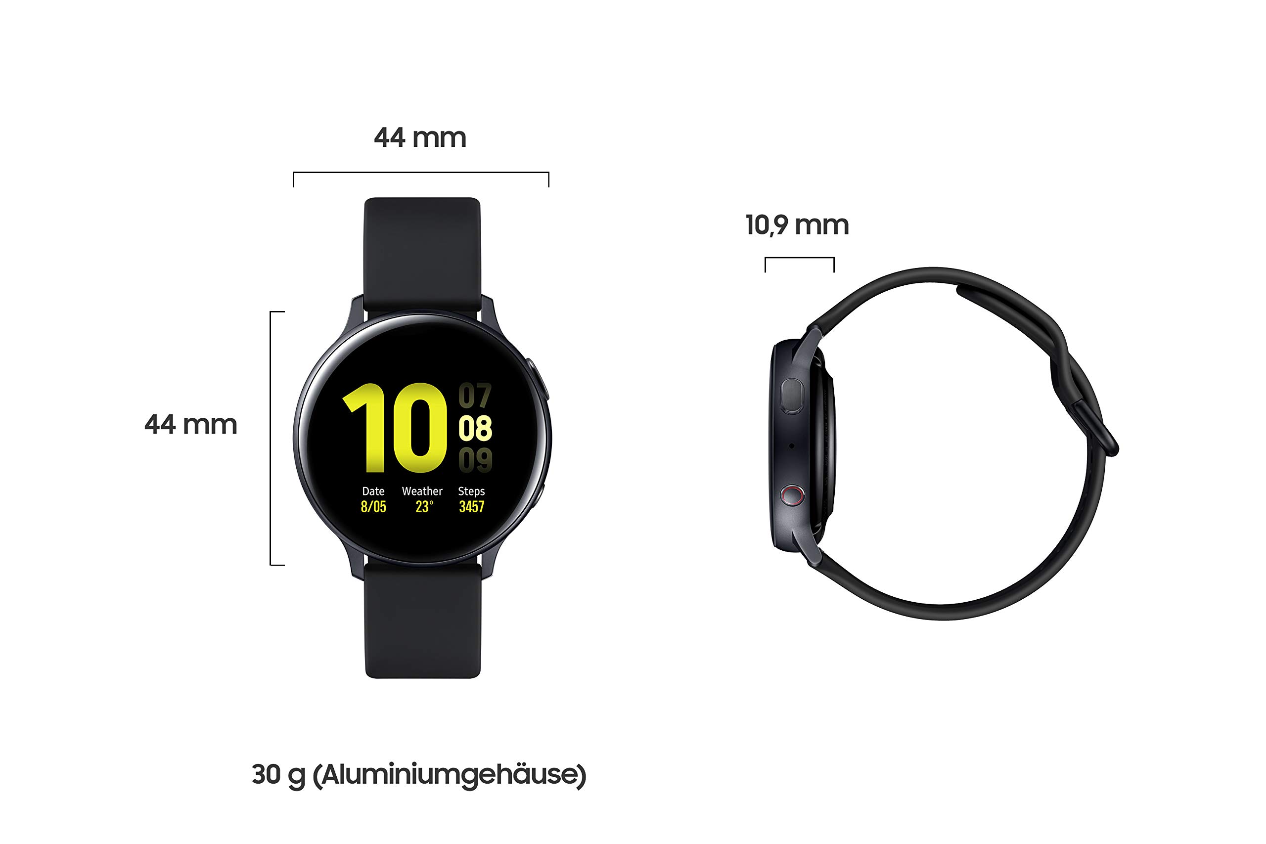 Samsung Galaxy Watch Active2 Explorer Edition, Fitnesstracker aus Aluminium, großes Display, ausdauernder Akku, wassergeschützt, 44 mm, inklusive 2x araree , Schwarz