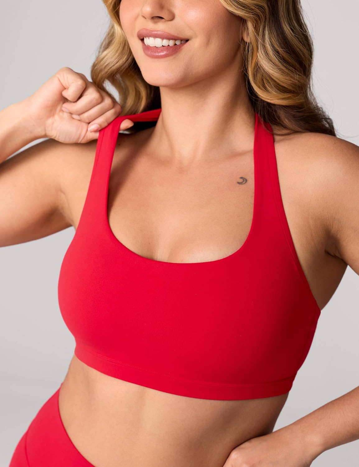 Hugcurve Detachable Halter Sports Bras Racerback for Women Padded Square Neck Open Back Yoga Workout Top - Image 2