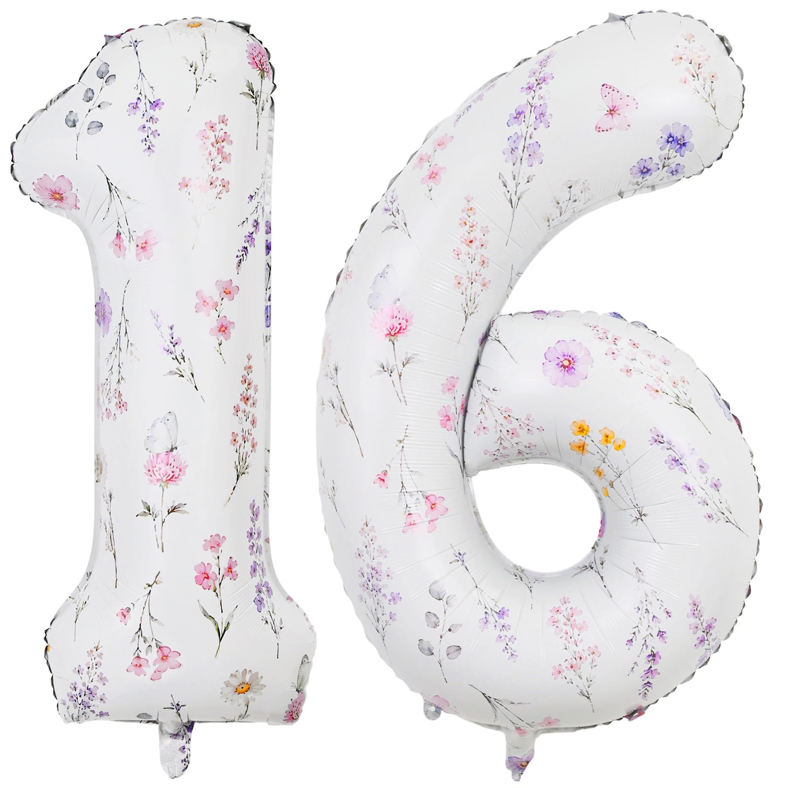 Flower 16 Balloon Numbers for Girls 16th Wildflower Birthday Party Decor