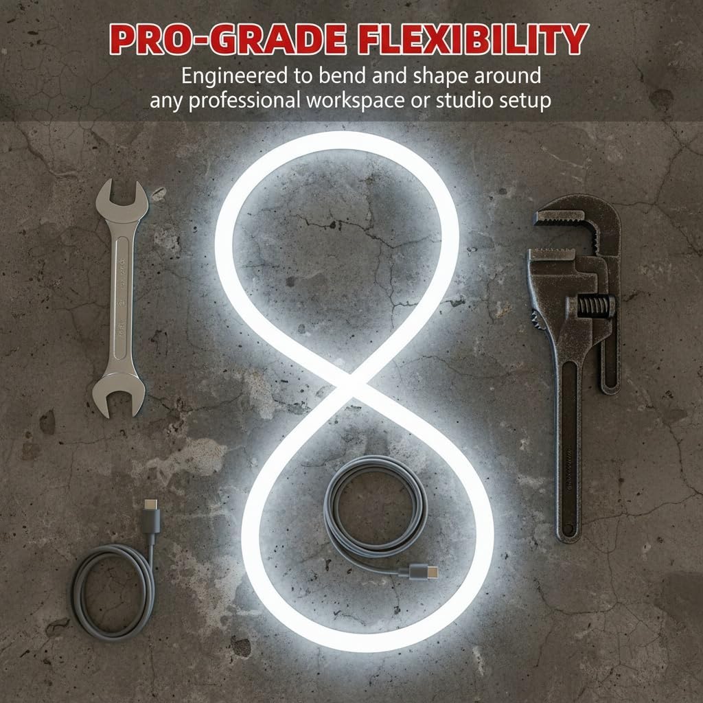 Flexible LED Flashlight Rechargeable, Bendable Work Light Stick with High Lumens & 3 Modes, Hands-Free Mechanic Inspection Light for Tight Spaces Use