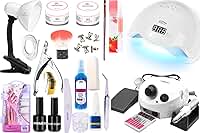 Kit Manicure Gel Acrigel Lixadeira 35.000 Porquinho Cabine Sun 5 Luminaria Completo Alongamentos Lixadeira Eletrica Com Pedal Promoção