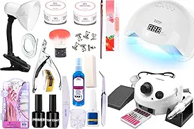 Kit Manicure Gel Acrigel Lixadeira 35.000 Porquinho Cabine Sun 5 Luminaria Completo Alongamentos Lixadeira Eletrica Com Pedal Promoção