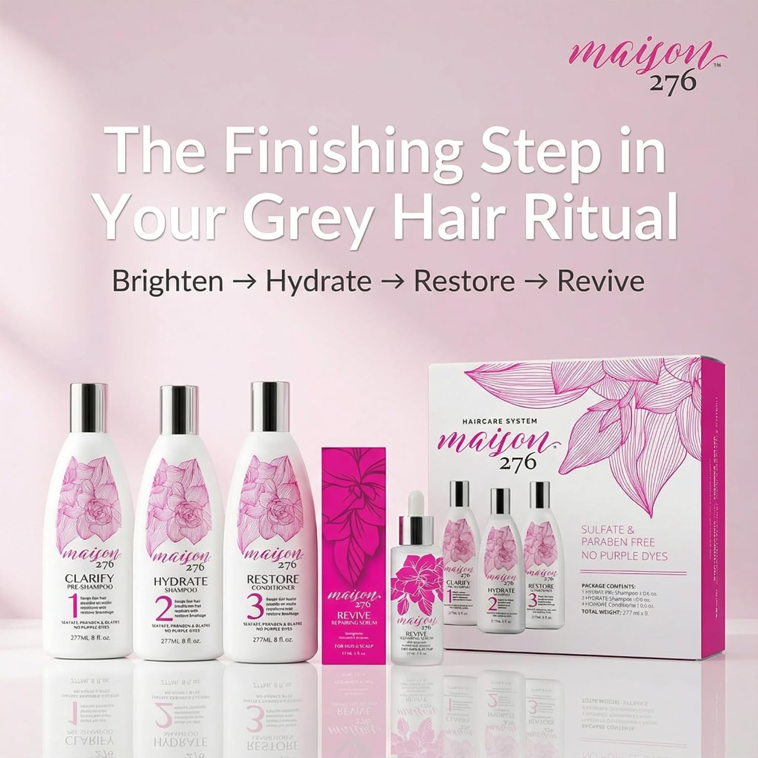Maison 276 REVIVE Repairing and Lightweight Leave-In Scalp Serum & Hair Serum for Grey & Silver Hair, Enhances Shine, Comfort & Vitality, Daily Luxury Care