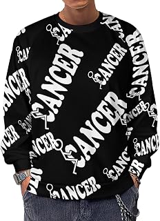 Fuck Cancer Men's Sweatshirts Basic Crew Neck Long Sleeve Pullover Sweater Tees Tops