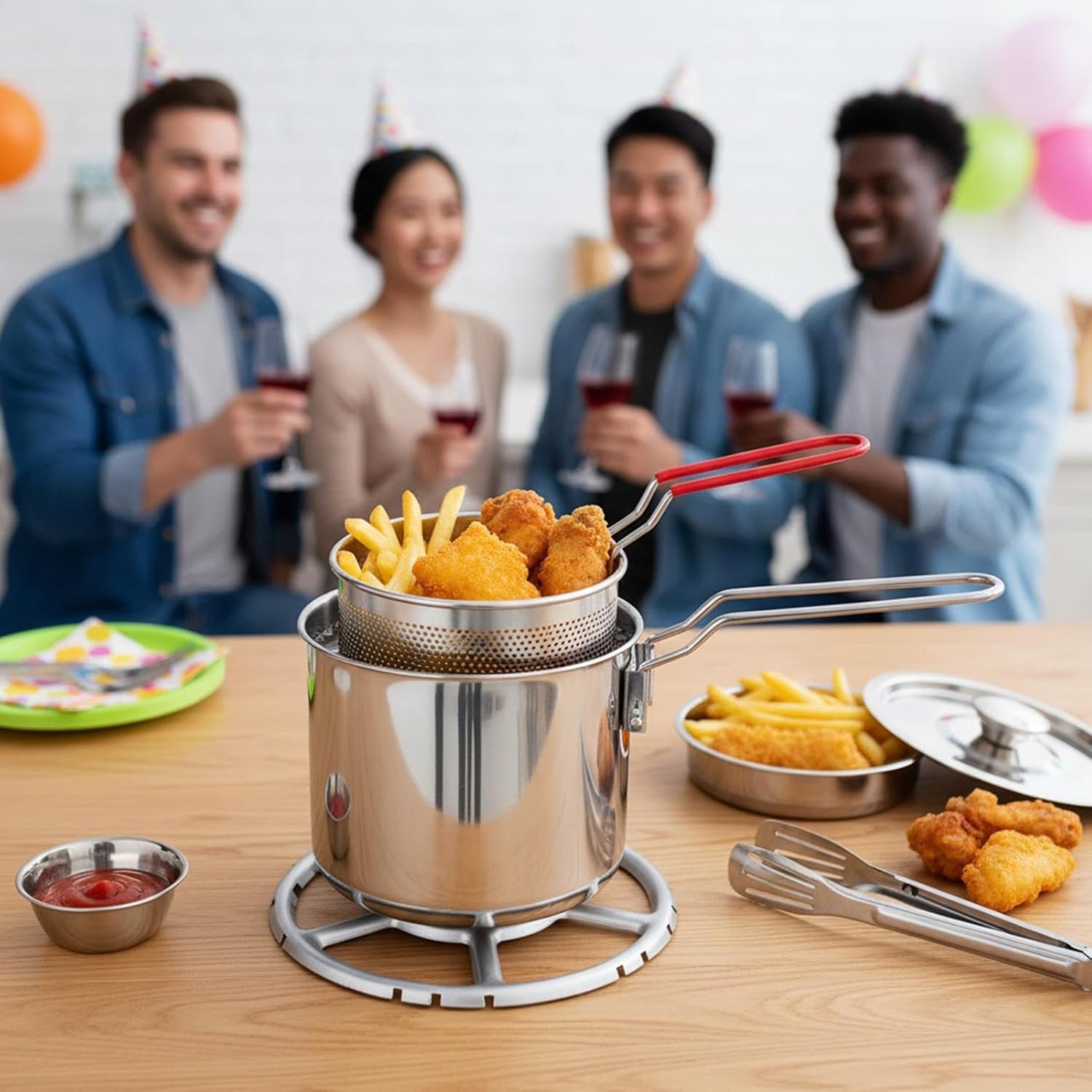 Small Countertop Fryer - Lightweight Electric Cooker, Space Saving Appliance, Removable Dishwasher Safe Basket|Effortless Crisp Frying Device For Potatoes Chicken Wings Snacks Fish Vegetables Meals Sm