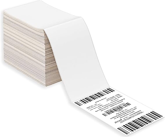PSBM Fanfold Direct Thermal Transfer Label, 120 Stacks, 4 x 6 Inch, 2000 Labels/Stack, Self-Adhesive Shipping/Address Barcode Label, Compatible with Zebra, Sato & Datamax
