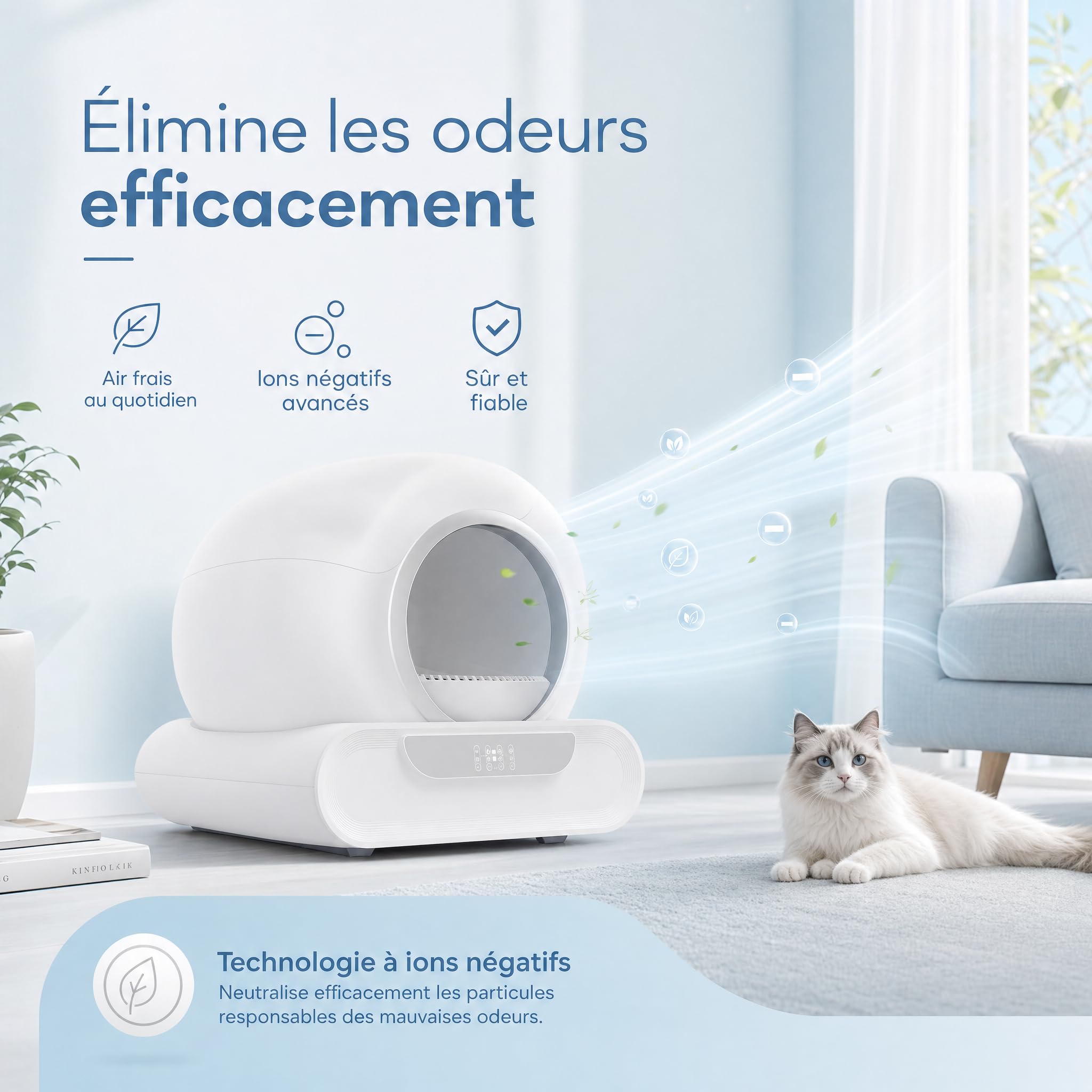 Litiere pour Chat Litiere Automatique 74L XXL, Bac à Litière Intelligent avec APP, Détecteur Infrarouge, Capteurs de Poids, Grande Capacité et Design Fermé