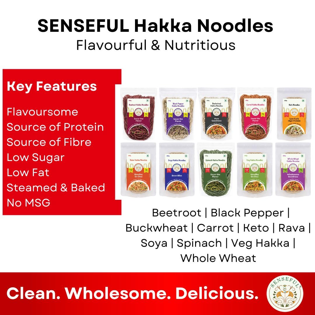 SENSEFUL Rava (Semolina) Hakka Noodles - Non-Fried, No Cholesterol