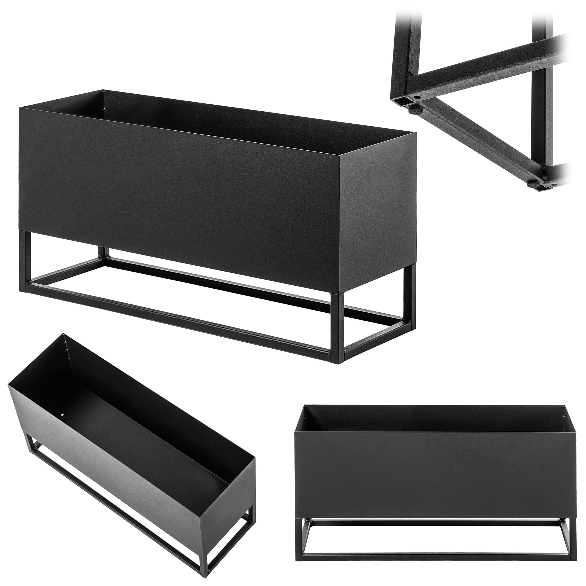KADAX Fioriera Larga con Palo in Acciaio Nero Supporto per Fiori da Interno ed Esterno Porta Vaso per Aiuola (Altezza: 30 cm)