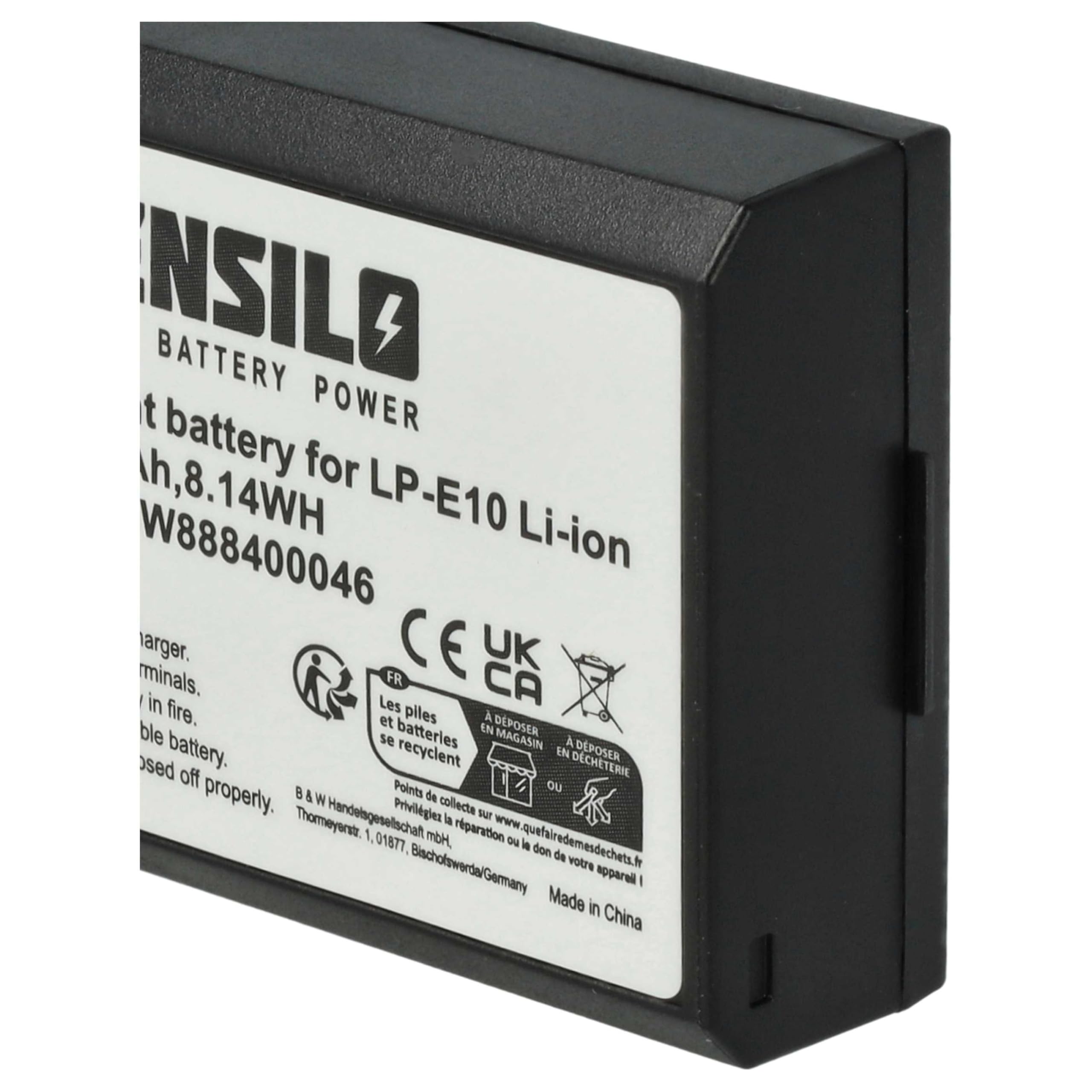 3x batteria compatibile con Canon EOS 1100D, 1D X, 1D X Mark II, 2000D, 1200D, 3000D, 1300D, 1500D fotocamera (1100mAh, 7,4V, Li-Ion)
