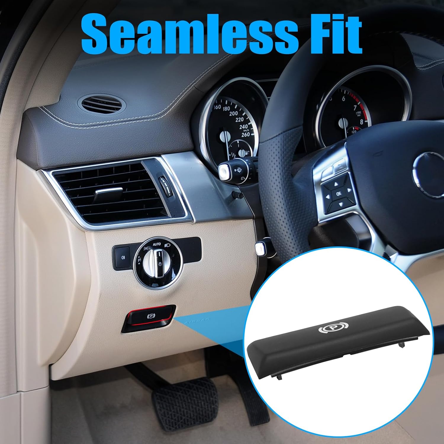 Jaronx Compatible with Mercedes Benz Parking Brake Handle P Button A W176/B W246 W242/GLA X156/CLA W117/ML W166/GL X166/GLE/SLK/SLC Class, Electronic Handbrake Release P Button Cover Replacement