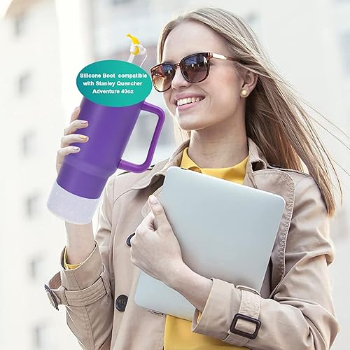 Miniatura 7 de Funda de silicona para vasos Hydroflask de 12 a 40 onzas y funda protectora Stanley de 40 onzas compatible con accesorios de copa Stanley para todas