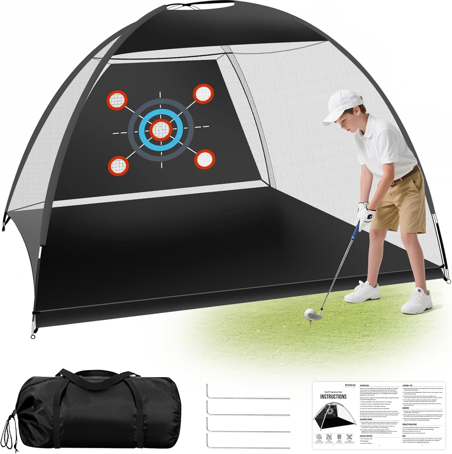 ゴルフネット 10x7フィート ゴルフ練習マット付き 打撃補助ネット 裏庭 ゴルフネット 10x7フィート ゴルフ練習マット付き 打撃補助ネット 裏庭