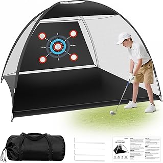 Golf Practice Net for Teens & Beginners – 10x7ft Backyard Golf Net with 5 Targets, Easy Setup for Kids & Family Training, Indoor & Outdoor Golf Hitting Net for Junior Golfers