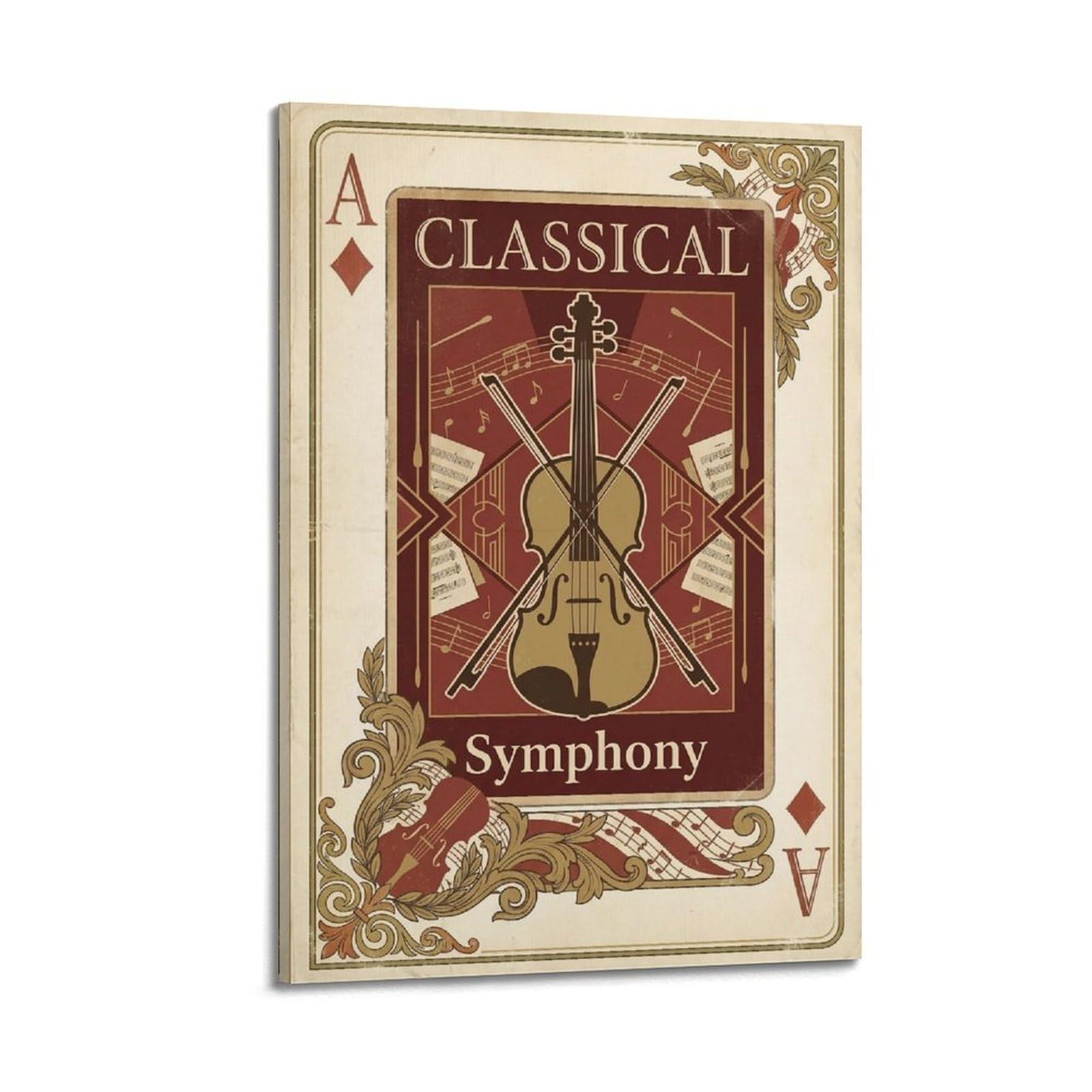 XKUGA Retro Symphony Orchestra Poster Jazz Music Violin Modern Decorative Canvas Prints - Ideal Wall Art for Family, Man Cave, Game Room, Boys & Girls Bedroom 16x24inch(40x60cm)