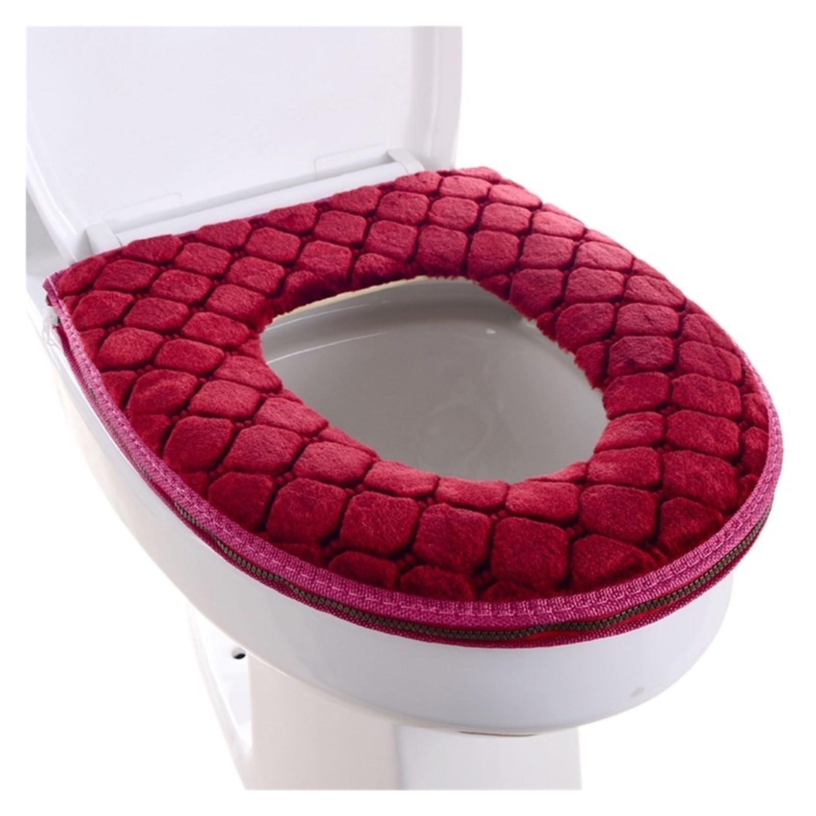 MZSKLW Padded Toilet Seat Toilet Cover Plush Seat Models Waterproof Universal Model Ring Washable Zipper Bathroom Mat Decorative(Color-1)