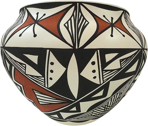 Handmade Native American Pottery Acoma Indian Southwest Pot Hand Painted Home Decor Vase Indoor Antonio (P3)