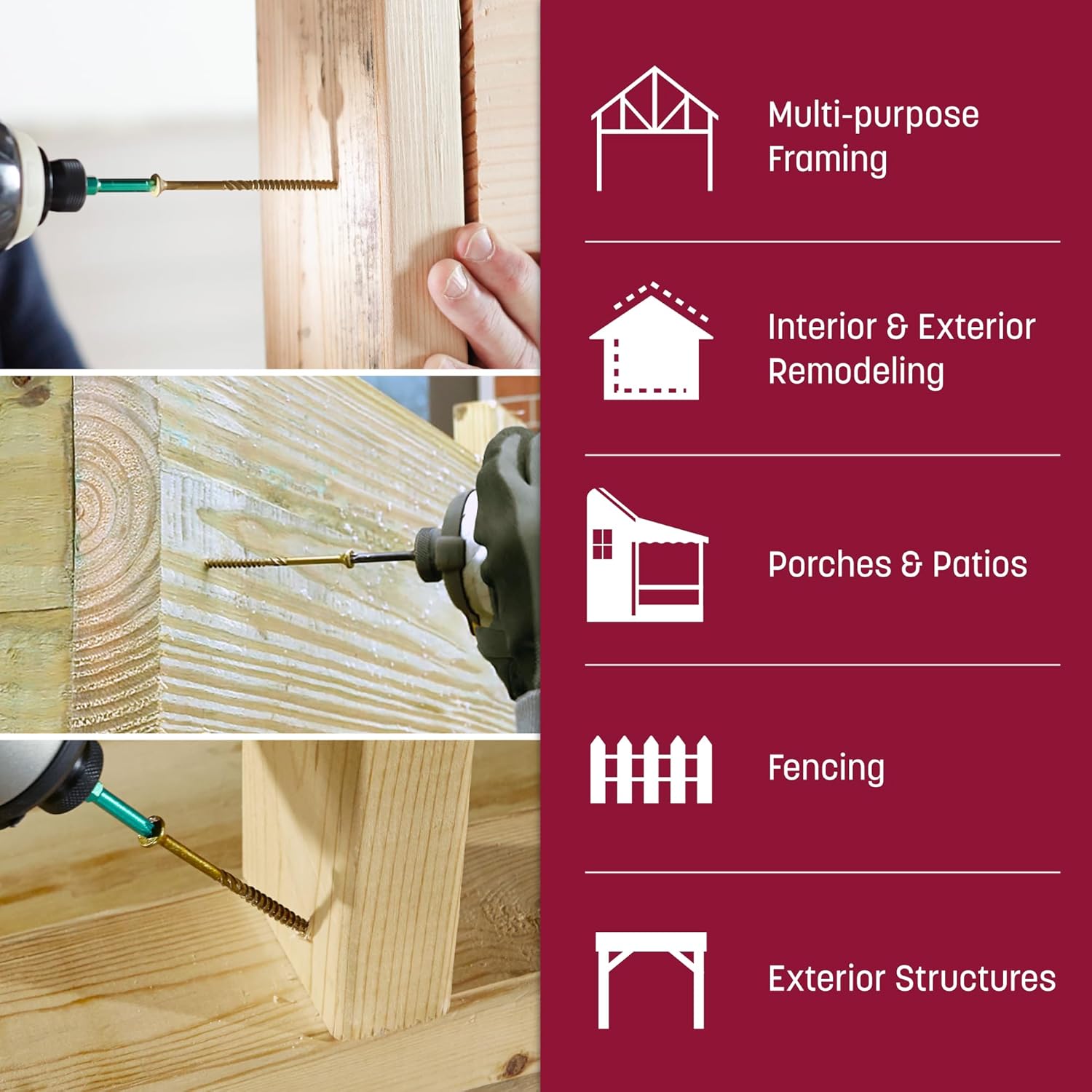 GRK Fasteners R4™ #9 x 3-1/8 Inch, Multi-Purpose Framing Screws, 425 PCS, Rust Resistant Climatek™ Coating, Outdoor Fencing and Deck Screws, Fast Bite Tip, Star Drive Recess, T-25 Bit Included, Gold