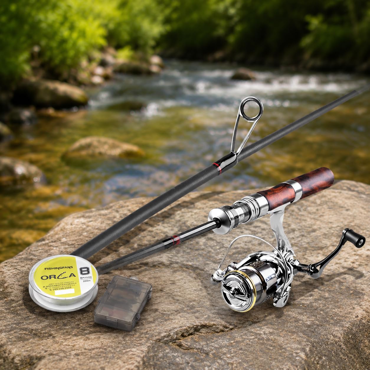 Canna da Pesca Telescopica in Fibra di Carbonio, Set Completo per Pesca a in Torrente
