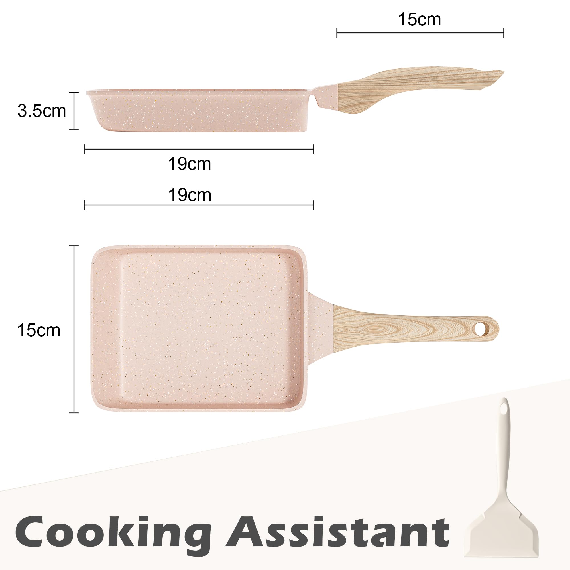 RIOVARM Poêle à Omelette Tamagoyaki Antiadhésive, Induction Avec Revêtement en Granit, Sans PFOA, Pour Œufs, Crêpes, Petit Déjeuner et Camping - 3