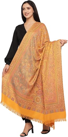 Pashtush Women's Jamawar Shawl, Faux Pashmina, Wovenn Paisley Design, Soft and Warm