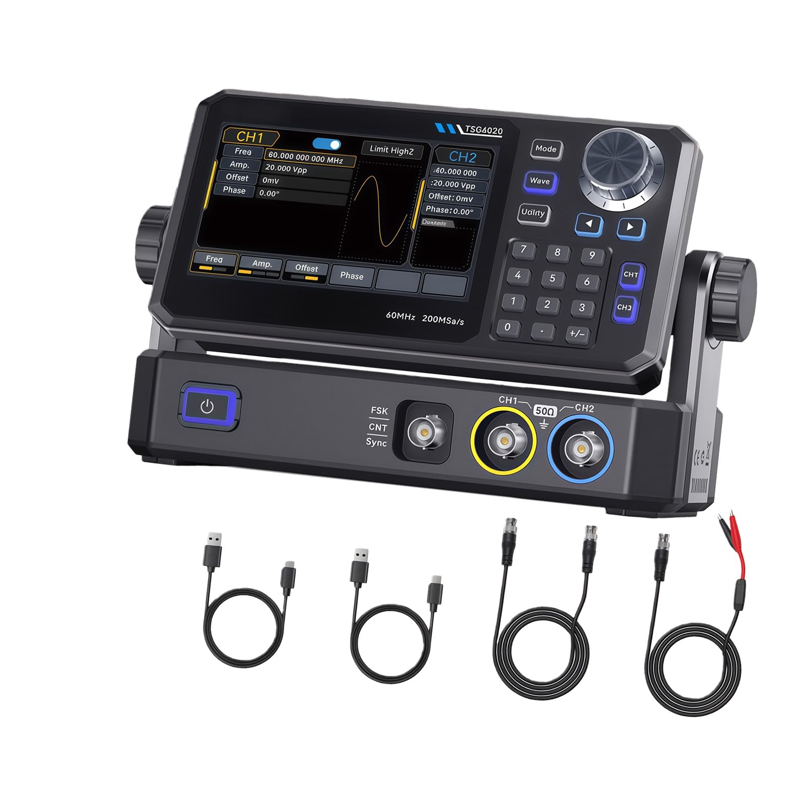 Apglsxy Tsg3020 30Mhz Channel Function Arbitrary Waveform Signals Generator For Electronics Testing 200Msa / S 14 Bit 4.3In Screen 30 / 60Mhz Function
