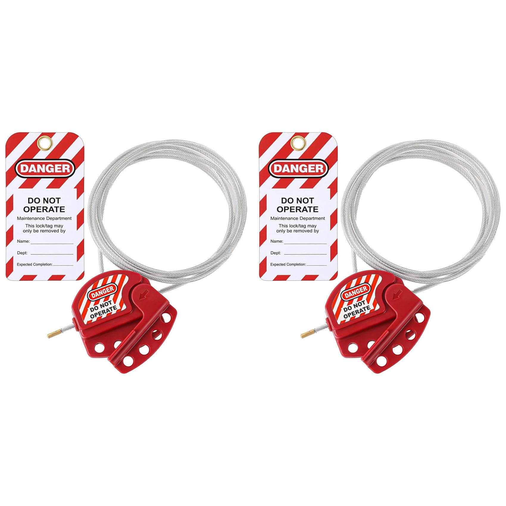 Jnchdghwa As Shown 2X Lockout Tag Cable Lock Adjustable Cable Lock Vinyl Coated Steel Cable Lock For Equipment Maintenance And Repair