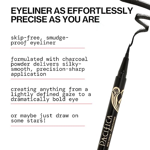 Miniatura 2 de Pacifica Delineador de ojos líquido negro, línea líquida, punta de fieltro, delineador de ojos a prueba de manchas, delineador de ojos de gel