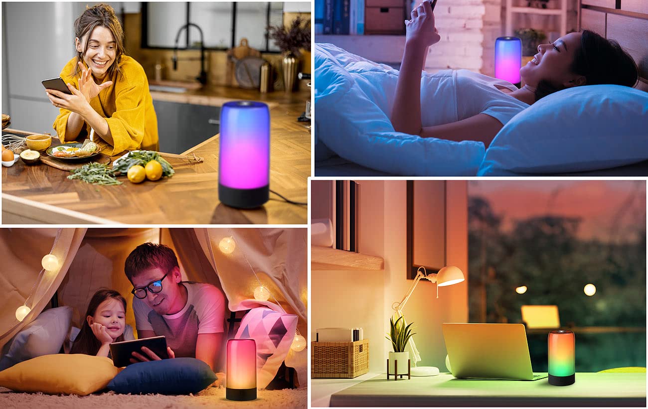 Luminea Home Control lampka dekoracyjna WLAN: Zestaw 4 sztuk Inteligentne lampy nastrojowe, czarny, kompatybilny z Alexą, Siri i Google Assistantem, Diody LED RGB-IC