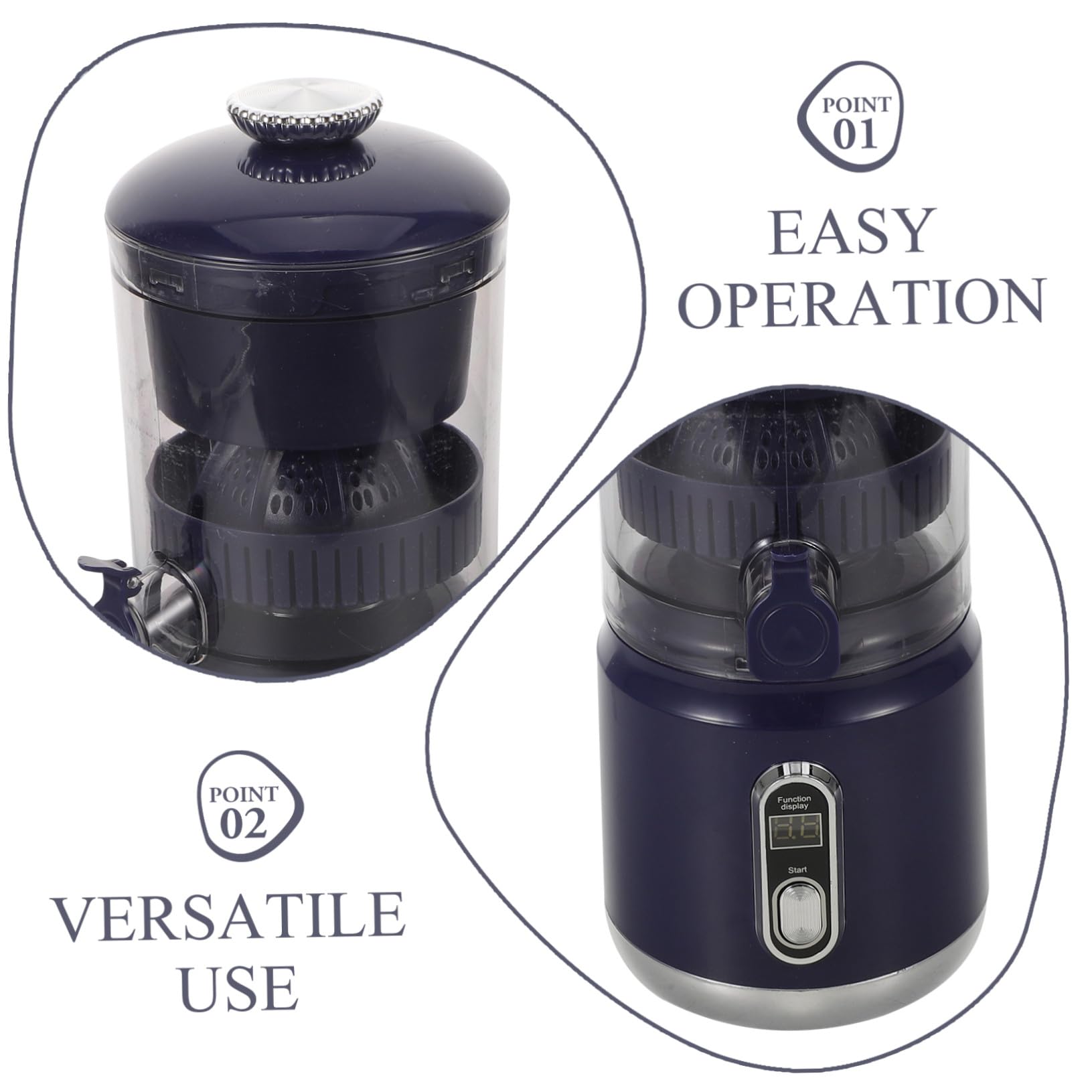 GALPADA Spremiagrumi Portatile Elettrico da 600ml con Separatore di Polpa in Plastica Compatto e Leggero per Picnic All'aperto e Viaggio con Apertura 110 Mm e Potenza 45w