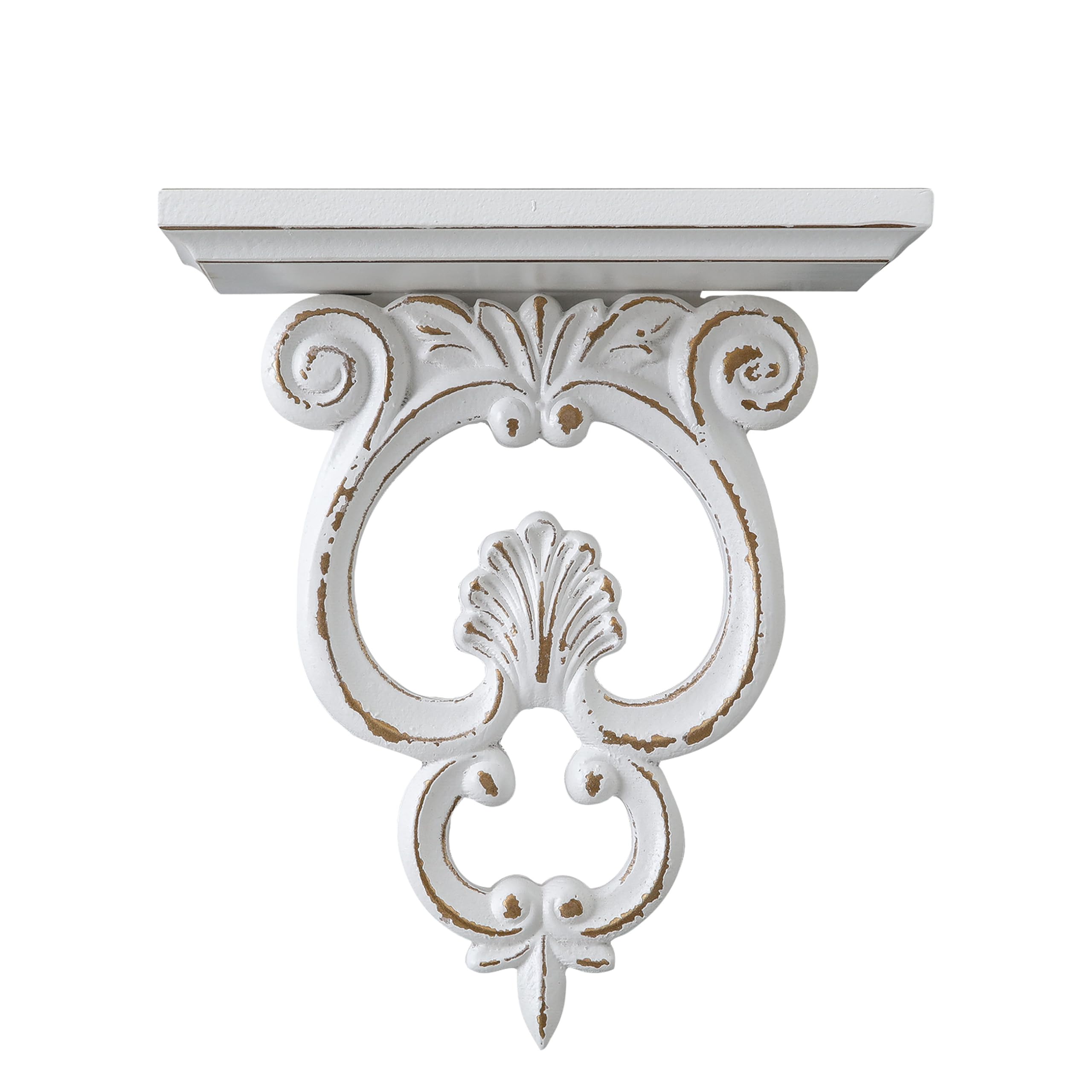Vintage Petite Etagere Murale Blanche Or, Glam Etagere Murale Bois, Etageres Mmurales pour Chambre, Salon, Couloir