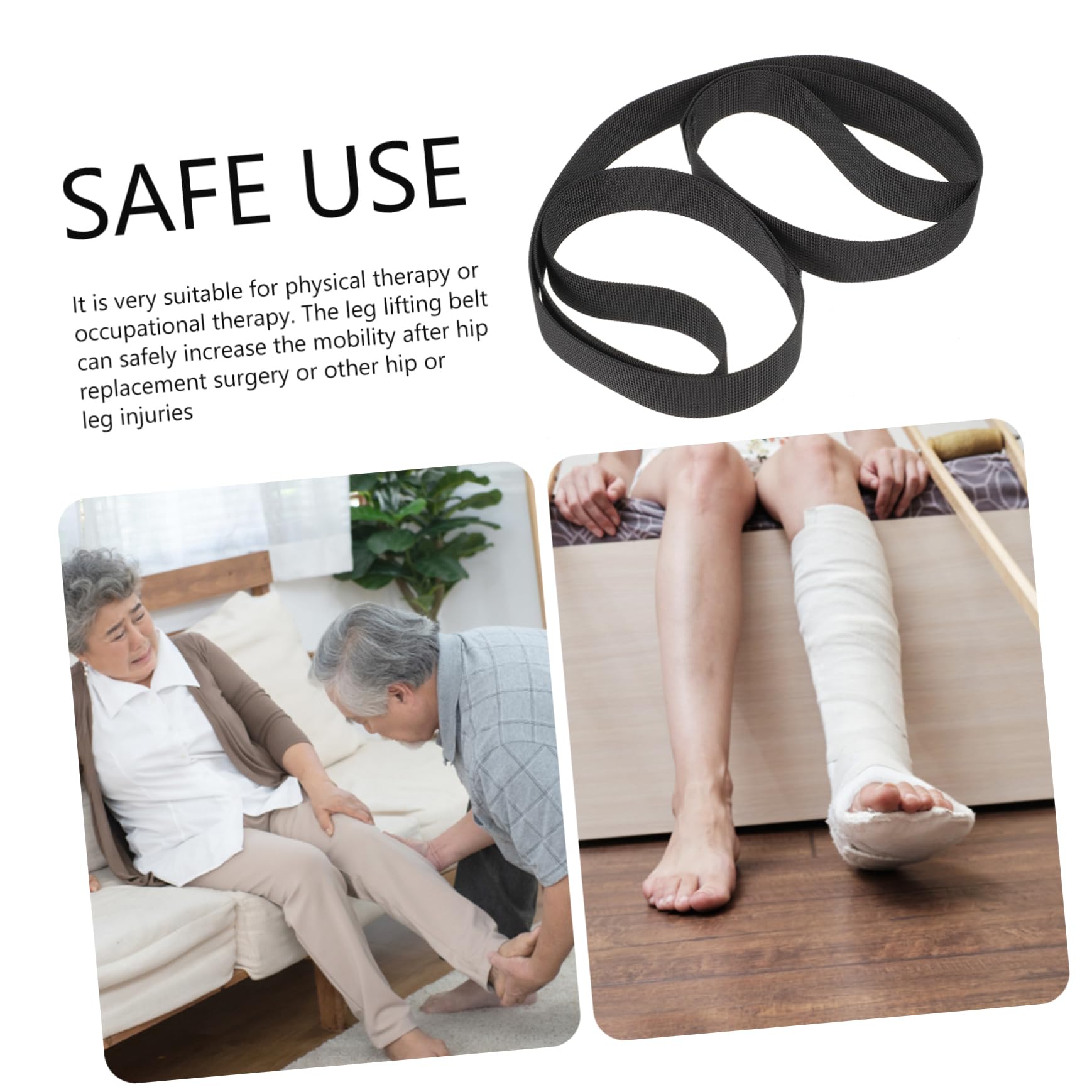 COLLBATH 2pcs Leg Mobility Belt Leg Reusable Leg Lifter Leg Lifting Training Strap Leg Lifting Straps Mobility Leg Raiser Strap for Leg Hand Grips Rigid Foot Mutitool Pp Black