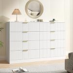 Dresser for Bedroom with 8 Drawer, 55” Wide Dresser Modern Chest of Drawers with Metal Handle, Wooden TV Stand Storage Organizer for Entryway, Living Room, Natural Oak