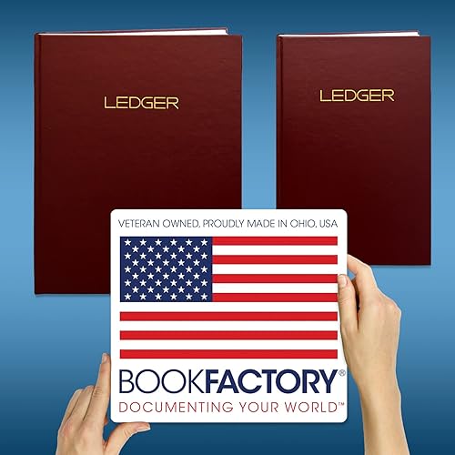 Miniatura 5 de BookFactory Libro de contabilidadLibro contable  Cuaderno de contabilidad de 4 columnas - 100 páginas, 8 x 10 pulgadas, cubierta burdeos,