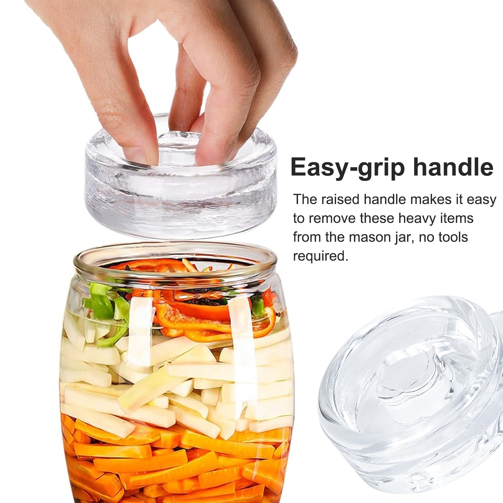 5 Pesi In Vetro Per Fermentazione | Diametro 7 Cm | Per Barattoli Bocca Larga, Crauti, Kimchi - Foto 11