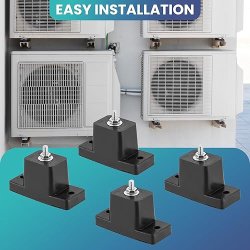 Miniatura 5 de Paquete de 4 soportes de montaje de aislamiento de vibración de goma para aire acondicionado condensador soporte de montaje para mini split al aire