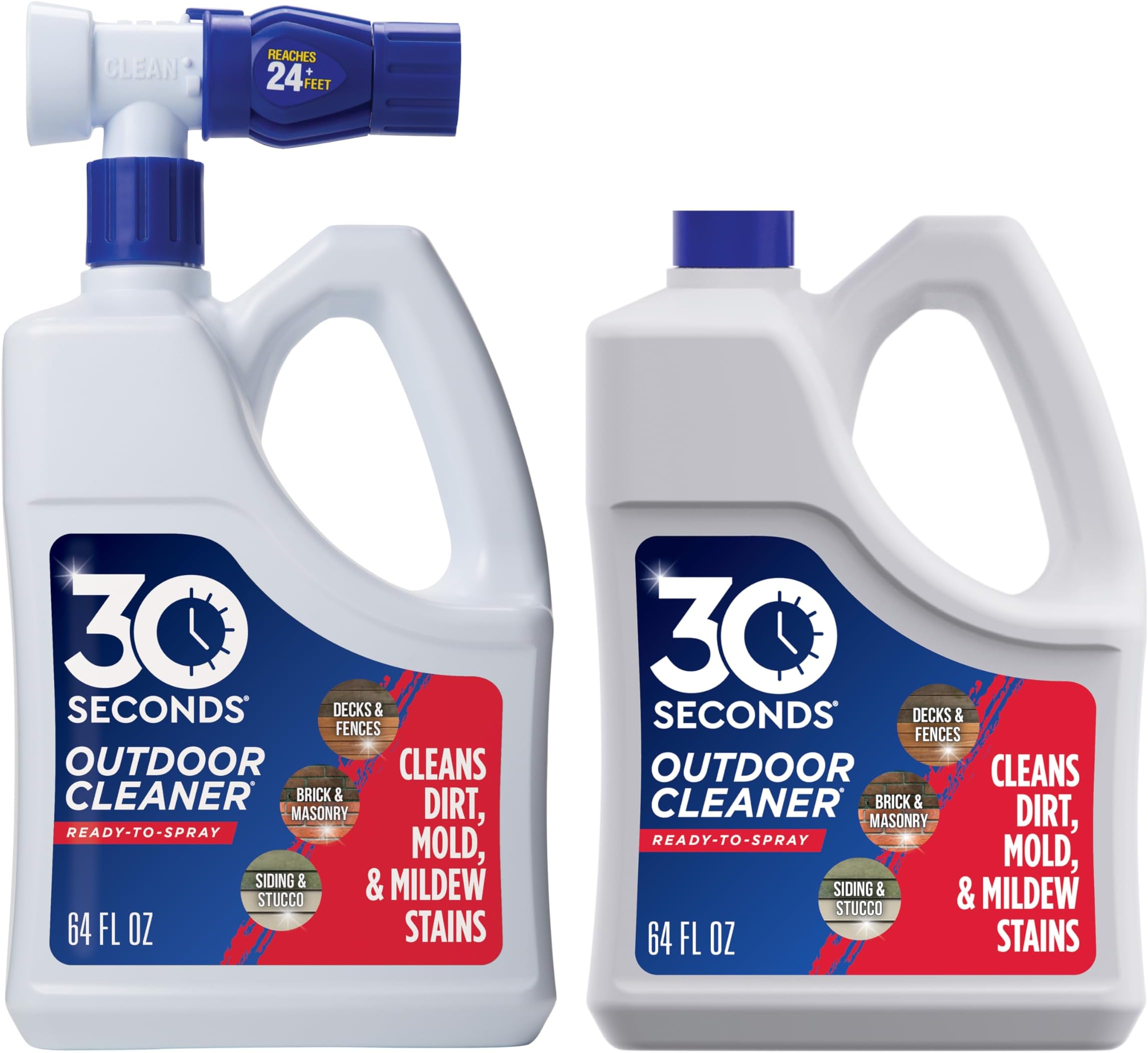30 SECONDS Outdoor Cleaner 2 Pack with Hose End Sprayer - Cleans Stains from Algae, Mold and Mildew on Vinyl Siding, Deck, Patio, Brick and More