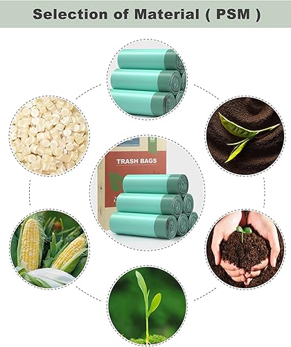 Miniatura 6 de AYOTEE Bolsas de basura de 2.6 galones, bolsas de basura compostables con cordón, 250 bolsas de basura fuertes de baño para baño, cocina, oficina,