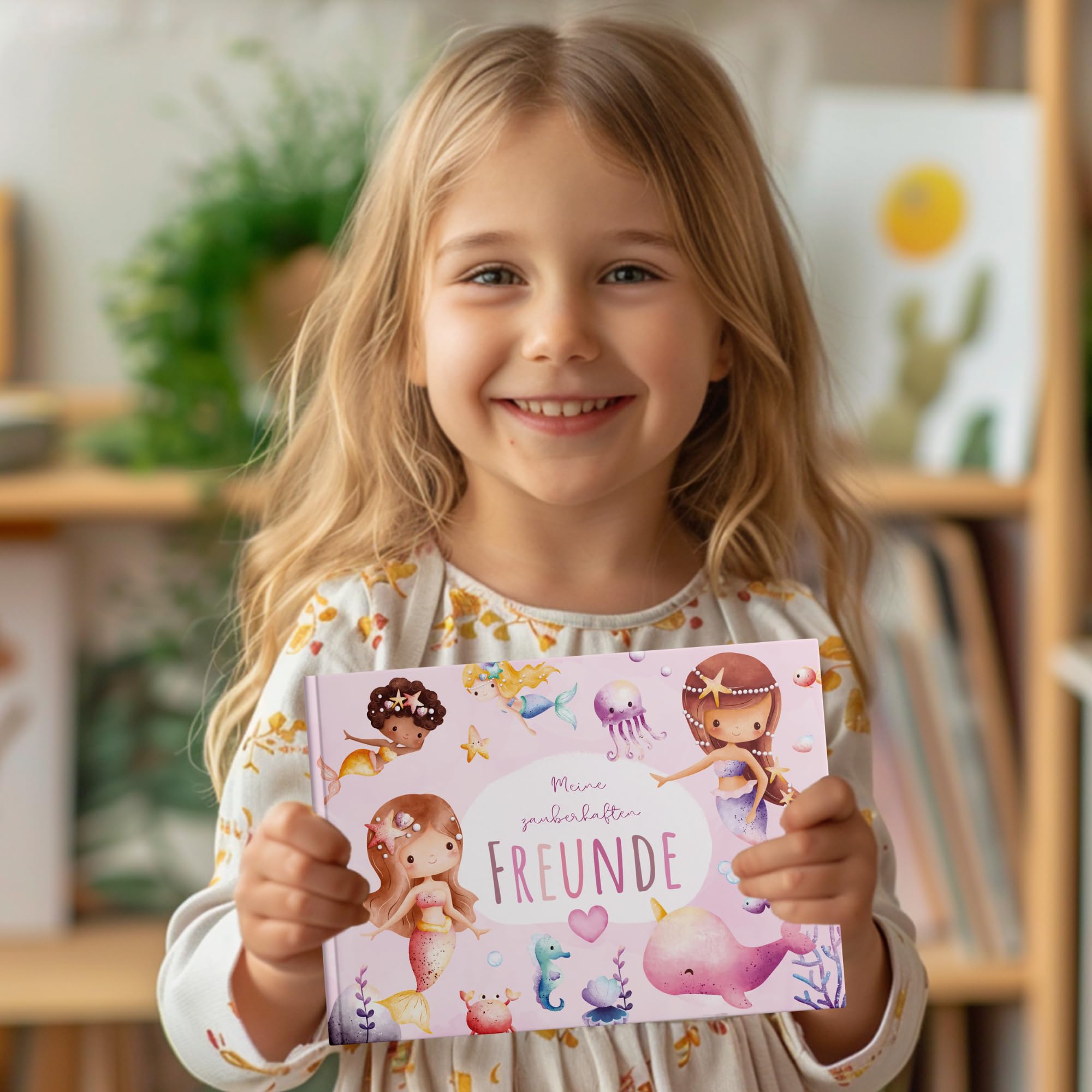 MeinBaby123® Libro degli amici per bambini, libro dell'amicizia, libro degli amici, scuola materna, libro degli amici per ragazze, album dell'amicizia, regalo per ragazze (sirena)