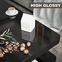 Vista 4 de IKIFLY - Mesa de café LED de alto brillo, mesa de café moderna para sala de estar, mesa de diseño rectangular de 2 niveles con luces LED de 16 Negro